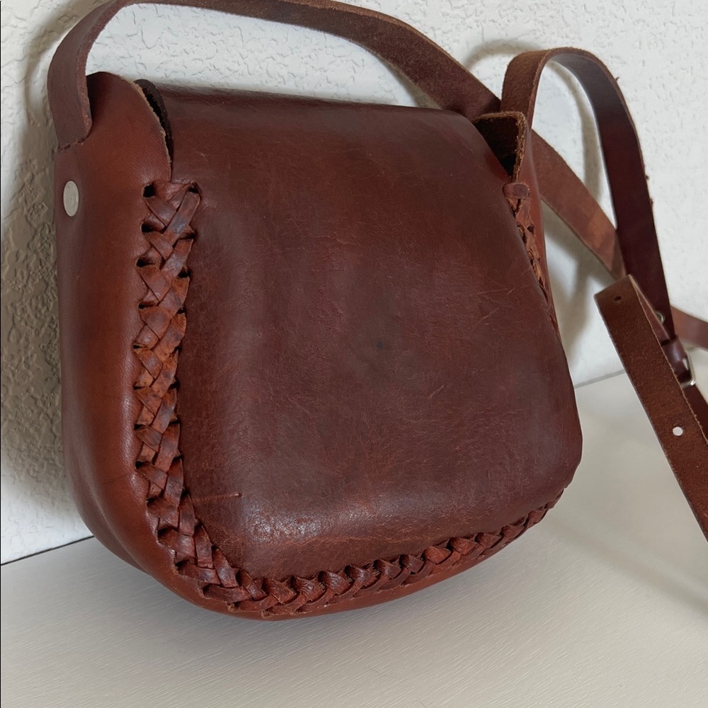 Artisan Leather Crossbody Bag in Deep Brown - Picture 6 of 11